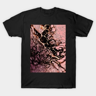 Black pink abstract acrylic fluid art T-Shirt